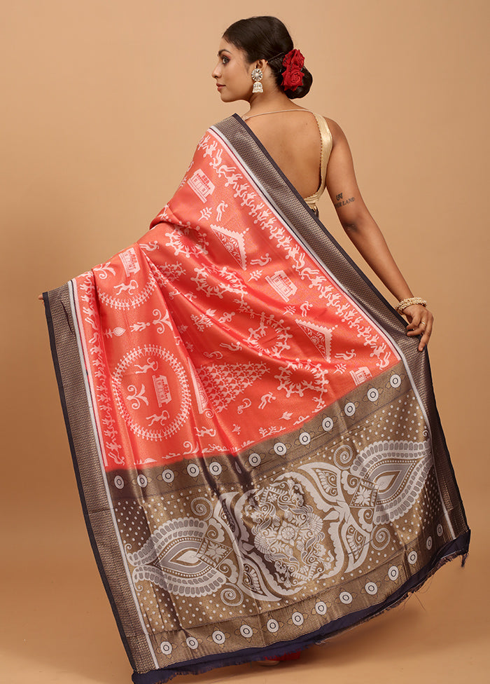 Red Dupion Silk Saree With Blouse Piece