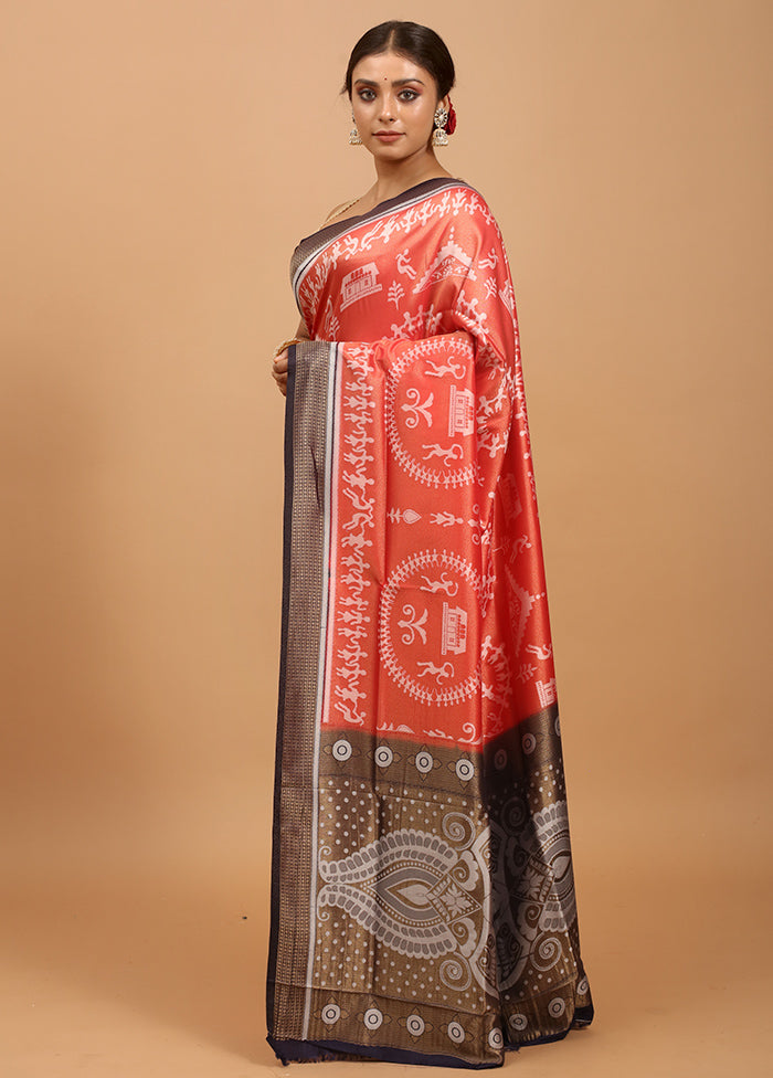 Red Dupion Silk Saree With Blouse Piece