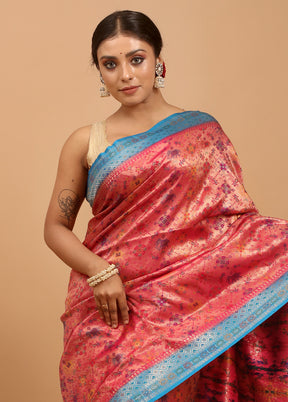 Pink Dupion Silk Saree With Blouse Piece