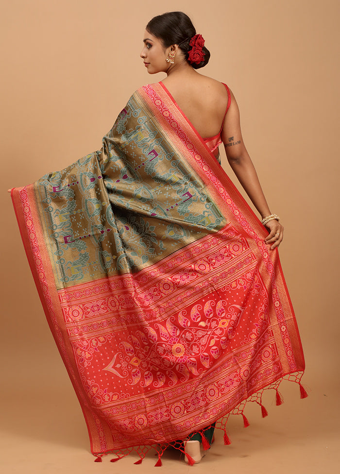 Red Dupion Silk Saree With Blouse Piece