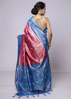 Pink Dupion Silk Saree With Blouse Piece