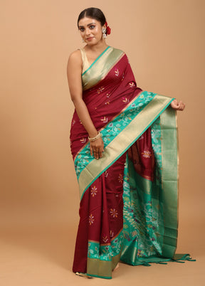 Purple Dupion Silk Saree With Blouse Piece