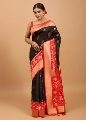 Black Dupion Silk Saree With Blouse Piece