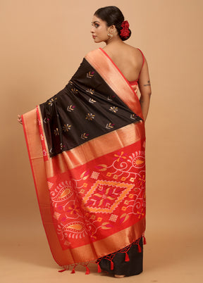 Black Dupion Silk Saree With Blouse Piece