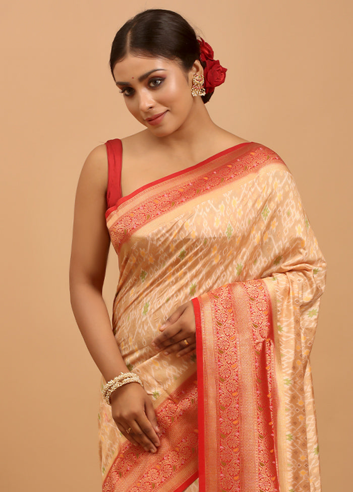 Cream Dupion Silk Saree With Blouse Piece