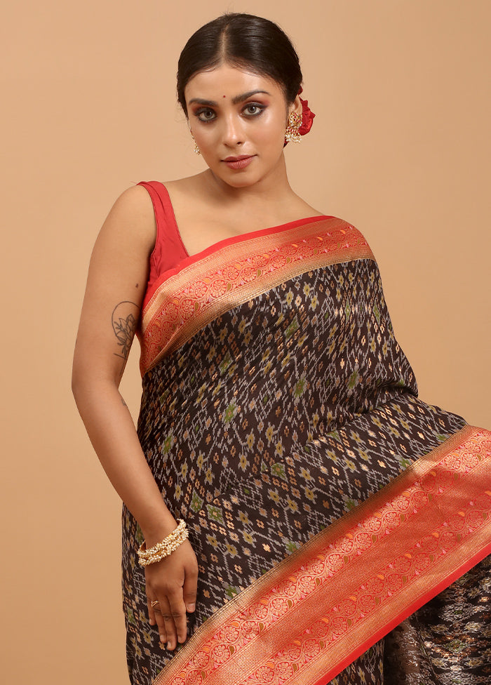 Black Dupion Silk Saree With Blouse Piece