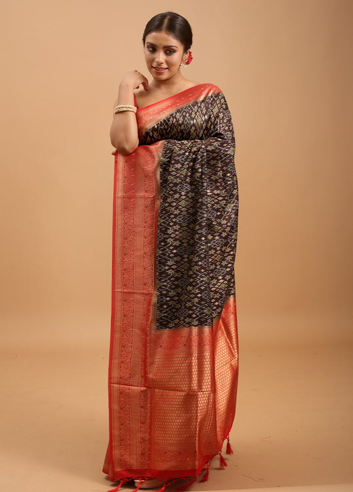 Black Dupion Silk Saree With Blouse Piece