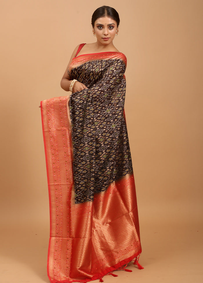 Black Dupion Silk Saree With Blouse Piece