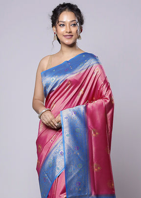 Pink Dupion Silk Saree With Blouse Piece