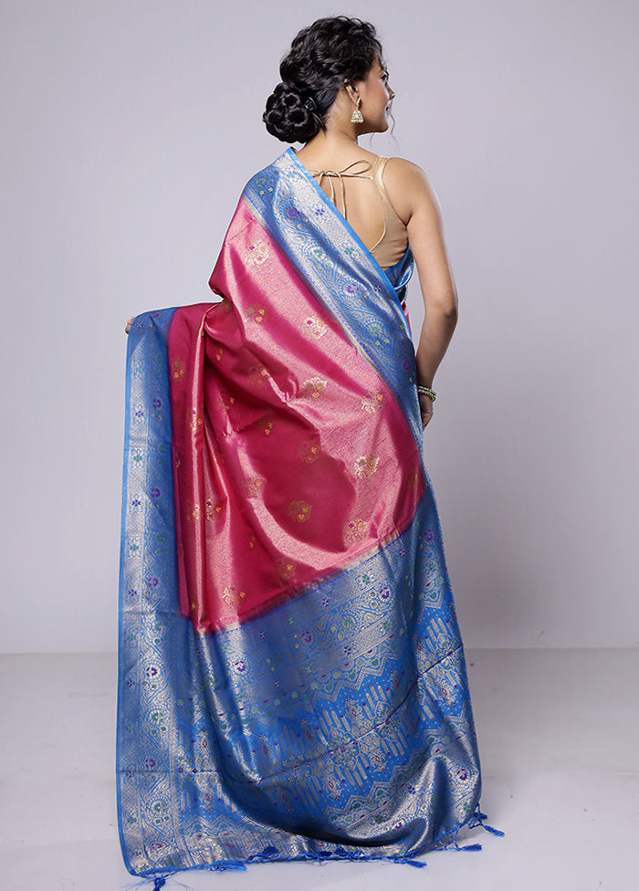 Pink Dupion Silk Saree With Blouse Piece