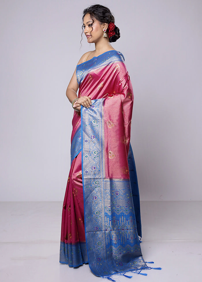 Pink Dupion Silk Saree With Blouse Piece