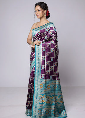 Purple Tussar Silk Saree With Blouse Piece