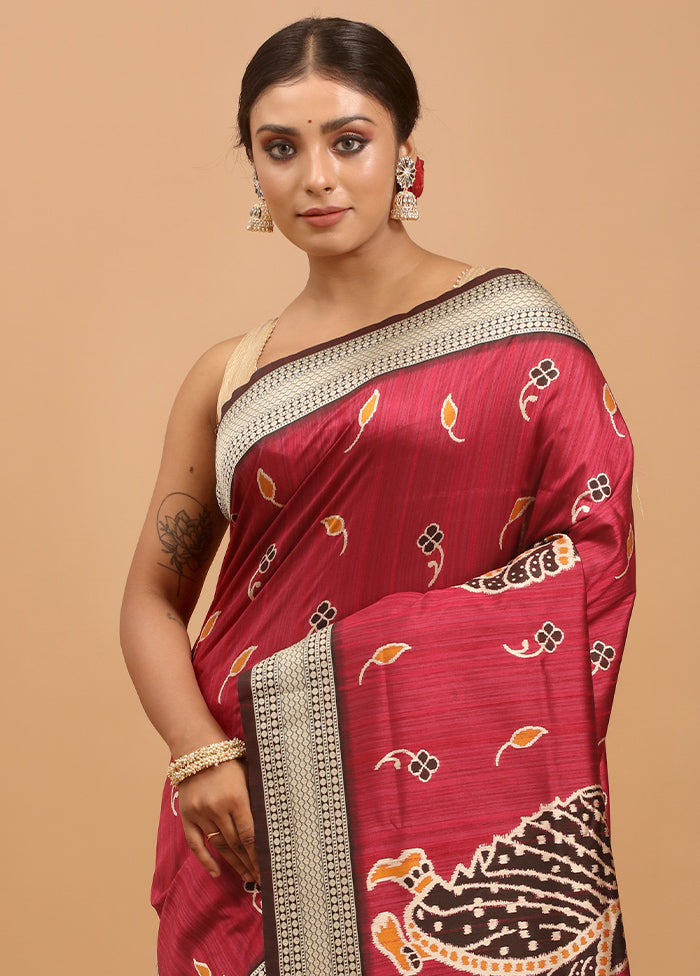 Purple Tussar Silk Saree With Blouse Piece