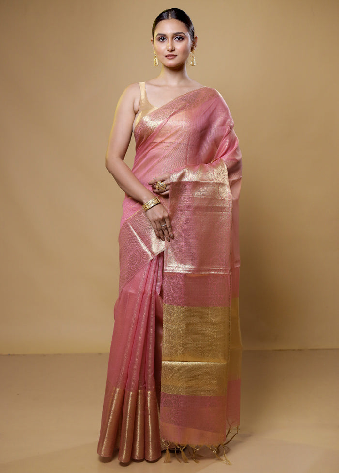 Pink Kota Cotton Saree With Blouse Piece