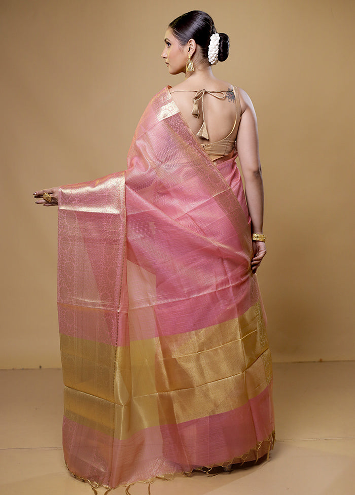 Pink Kota Cotton Saree With Blouse Piece