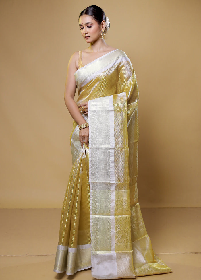 Gold Tissue Silk Saree With Blouse Piece