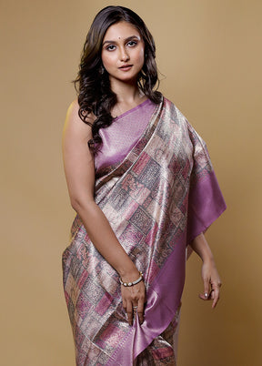 Purple Dupion Silk Saree With Blouse Piece