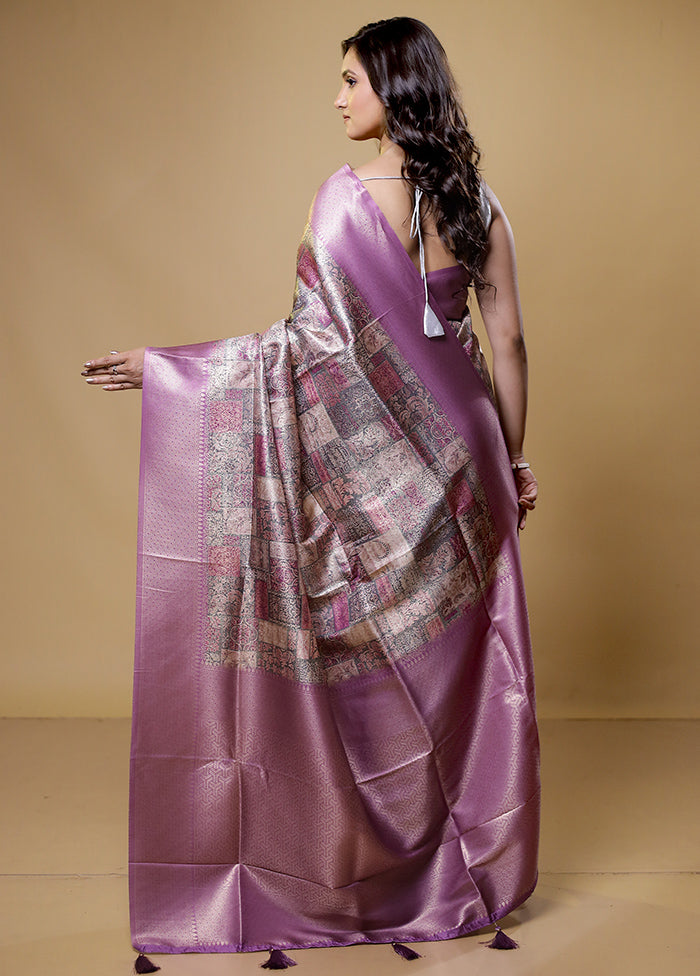 Purple Dupion Silk Saree With Blouse Piece