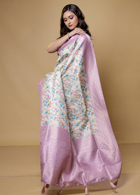 Pink Dupion Silk Saree With Blouse Piece