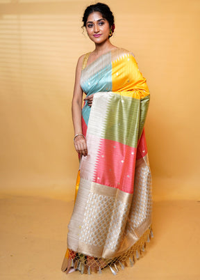 Multicolor Tussar Silk Saree With Blouse Piece