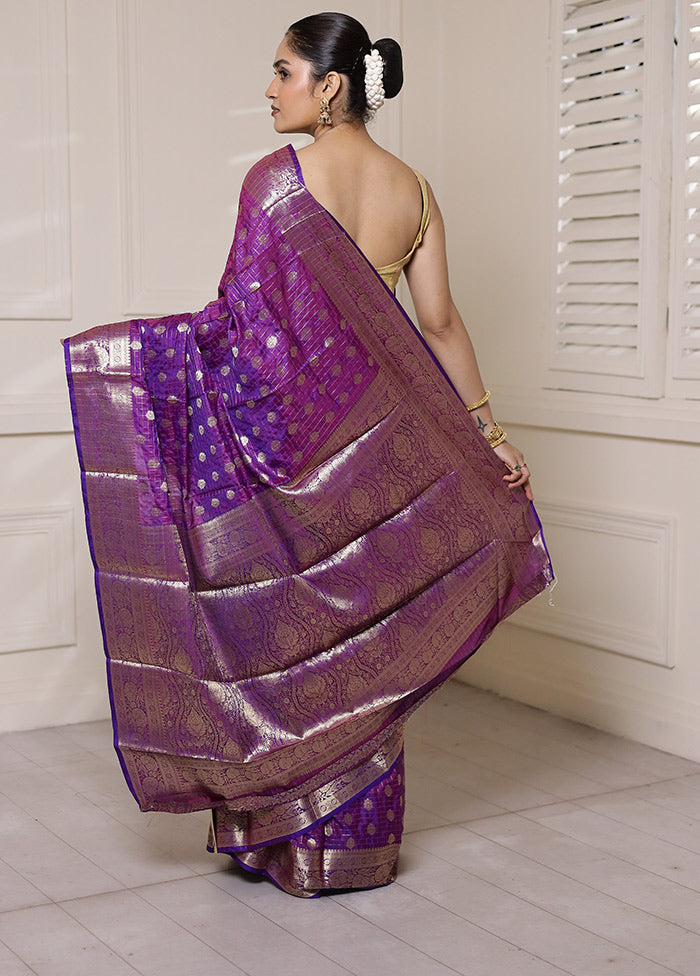 Purple Dupion Silk Saree With Blouse Piece