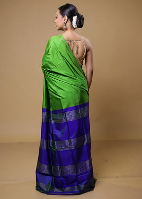 Green Kalakshetra Kanjivaram Silk Saree With Blouse Piece