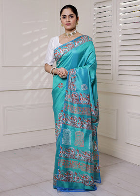 Blue Pure Bishnupuri Silk Saree Without Blouse Piece