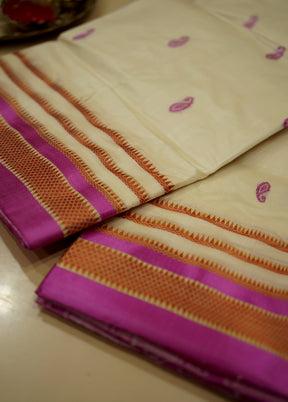 Cream Garad Silk Saree Without Blouse Piece