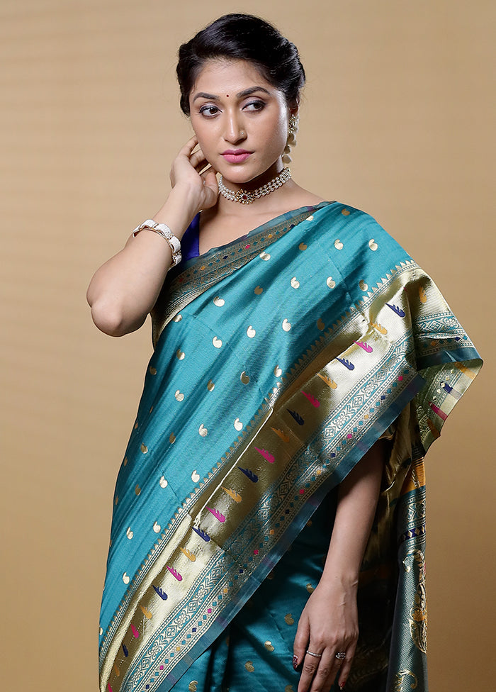 Green Dupion Silk Saree With Blouse Piece