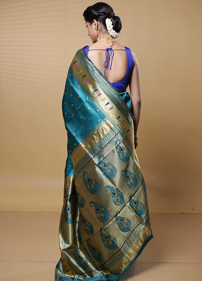 Green Dupion Silk Saree With Blouse Piece