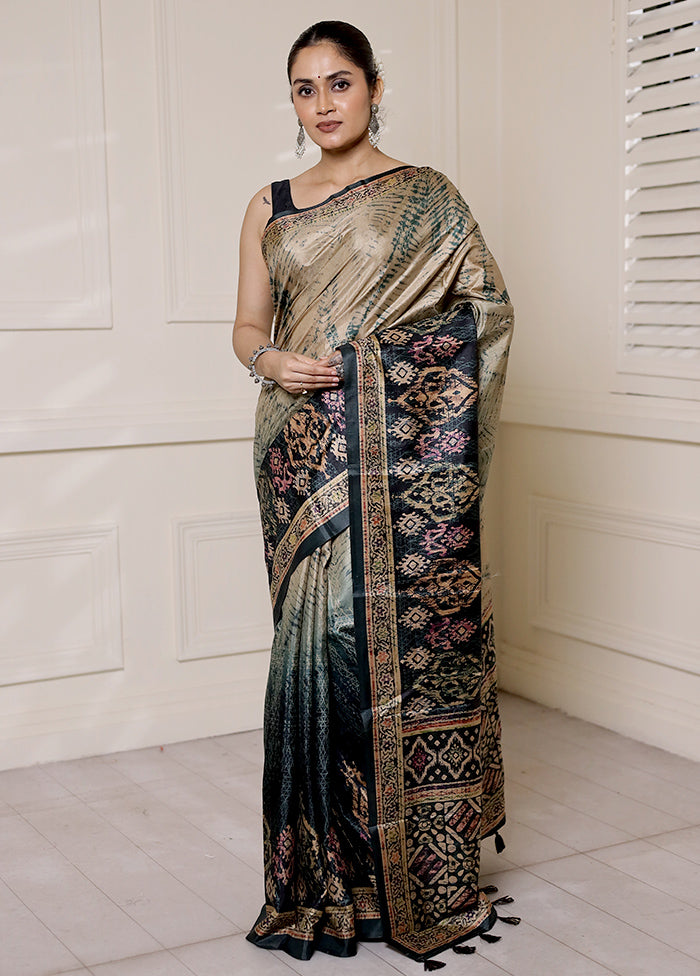 Blue Dupion Silk Saree With Blouse Piece