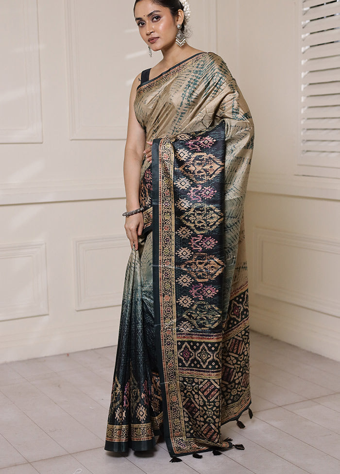 Blue Dupion Silk Saree With Blouse Piece