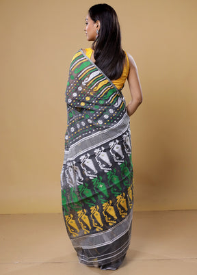 Grey Tant Jamdani Saree Without Blouse Piece