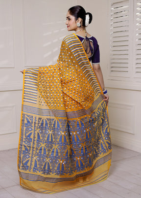 Yellow Tant Jamdani Saree Without Blouse Piece