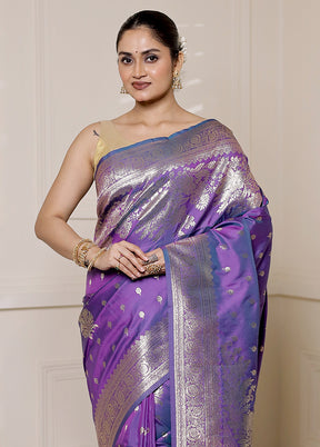 Purple Dupion Silk Saree With Blouse Piece