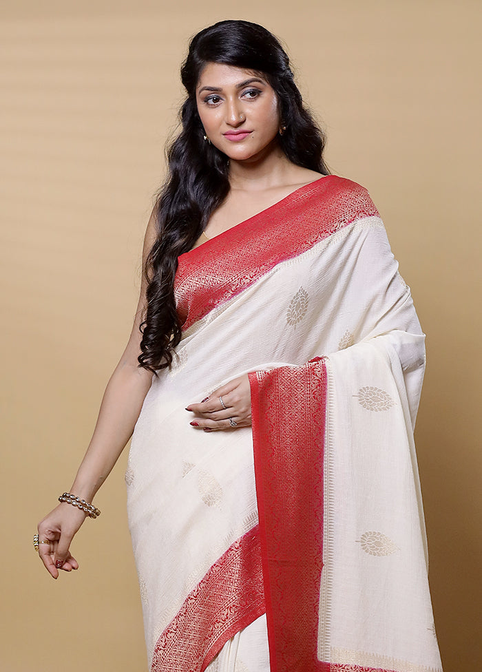 White Georgette Saree With Blouse Piece