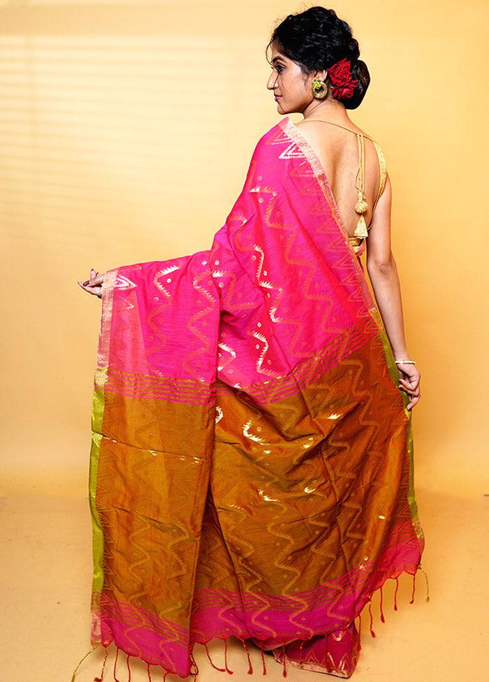 Brown Cotton Saree With Blouse Piece