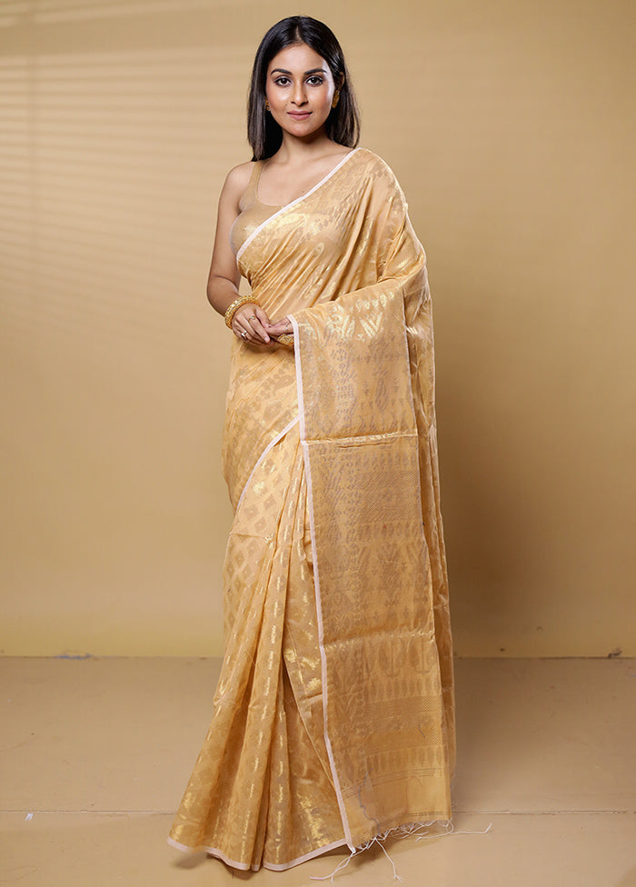 Yellow Cotton Saree With Blouse Piece