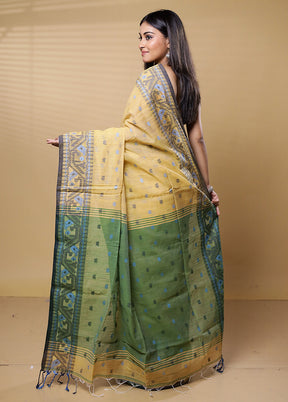 Cream Khadi Cotton Saree With Blouse Piece