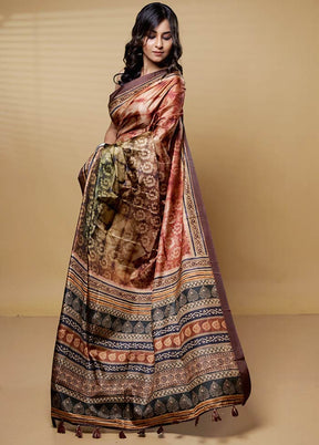 Brown Dupion Silk Saree With Blouse Piece