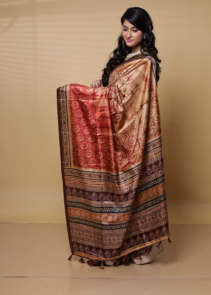 Multicolor Dupion Silk Saree With Blouse Piece