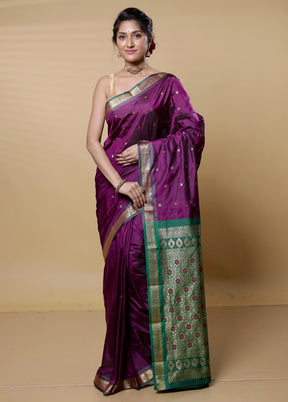 Purple Kanjivaram Silk Saree With Blouse Piece