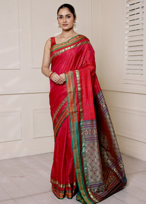 Red Kanjivaram Silk Saree With Blouse Piece