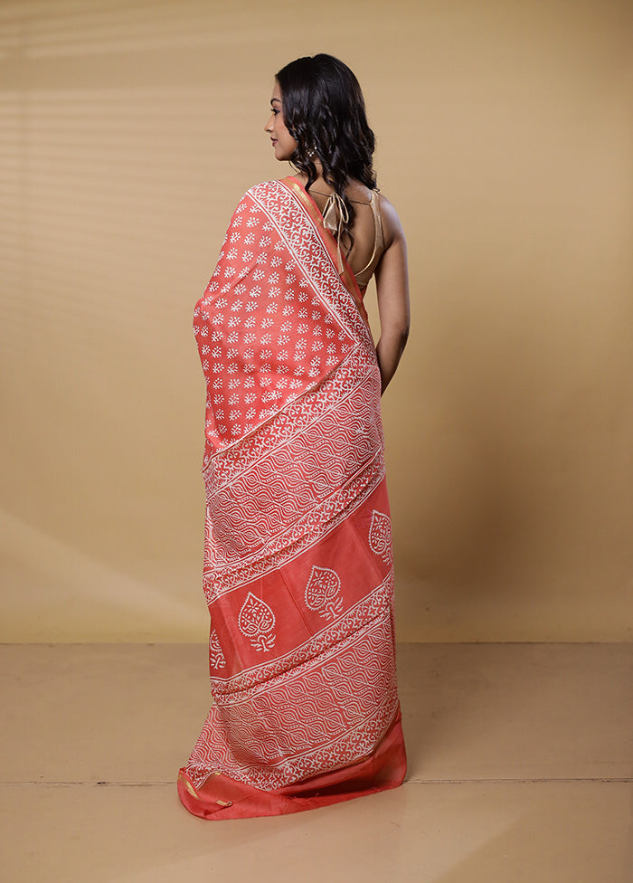 Pink Chanderi Cotton Saree With Blouse Piece