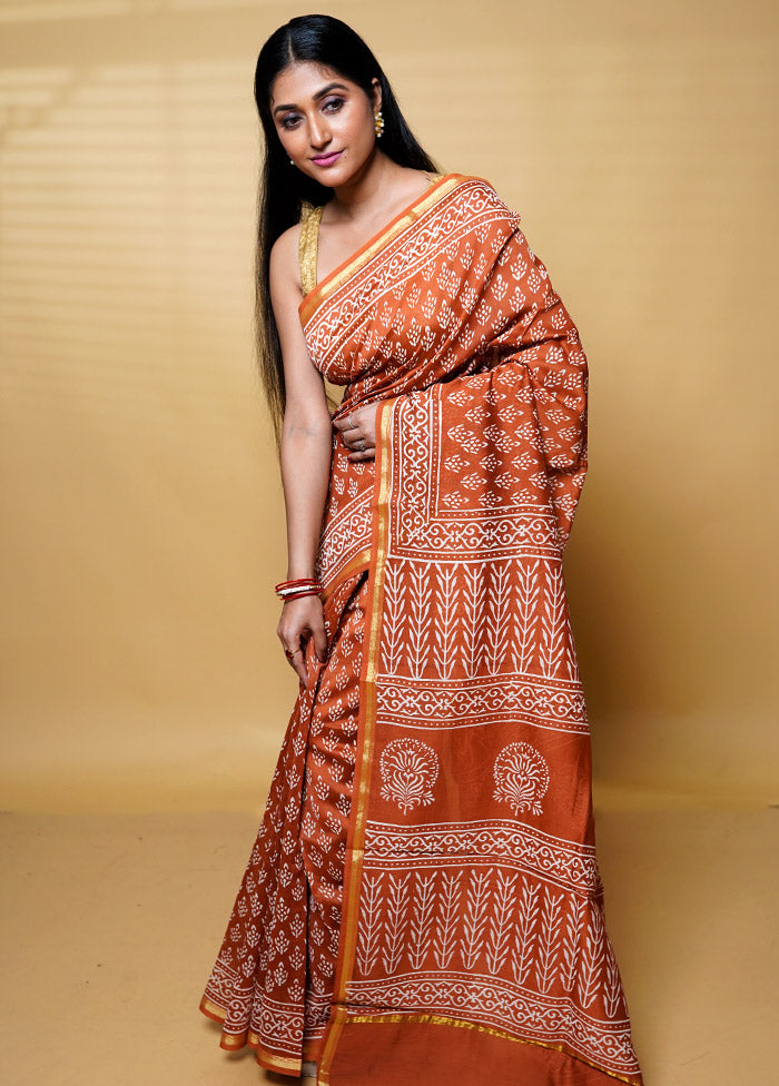 Pink Chanderi Cotton Saree With Blouse Piece