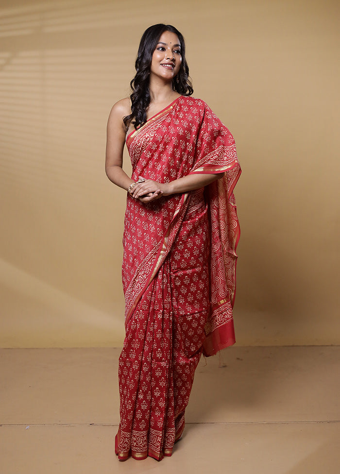 Pink Chanderi Cotton Saree With Blouse Piece