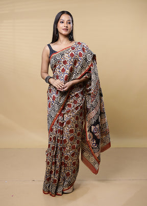 Cream Chanderi Cotton Saree With Blouse Piece