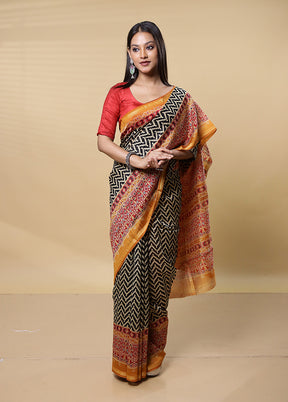 Grey Chanderi Cotton Saree With Blouse Piece