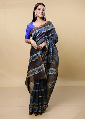 Cream Chanderi Cotton Saree With Blouse Piece