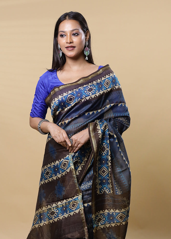 Cream Chanderi Cotton Saree With Blouse Piece